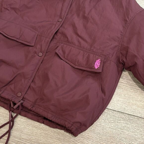 Free People Movement FP Off the Bleachers Coaches Wine Purple Jacket XS - Picture 4 of 15